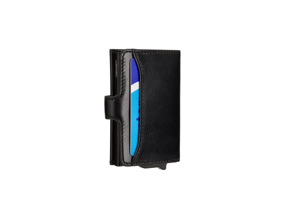 Чёрный кожаный кошелёк картхолдер Visconti ENZ80 BLK Speziale (Black Shadow) - Фото № 3