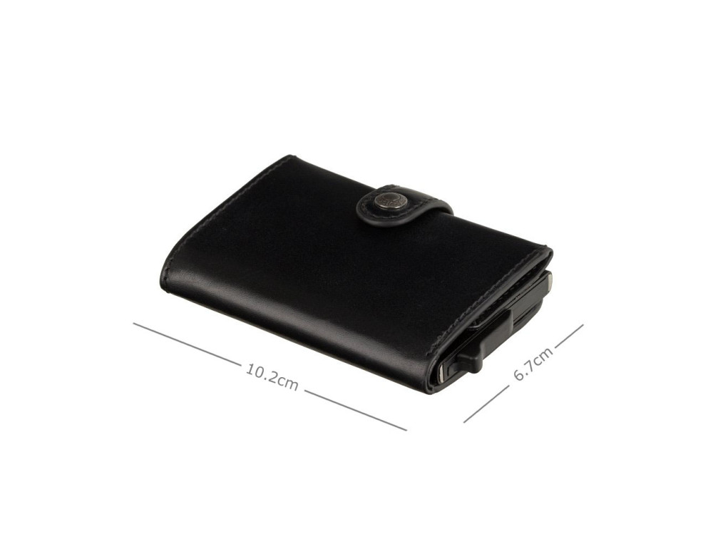 Чёрный кожаный кошелёк картхолдер Visconti ENZ80 BLK Speziale (Black Shadow) - Фото № 4