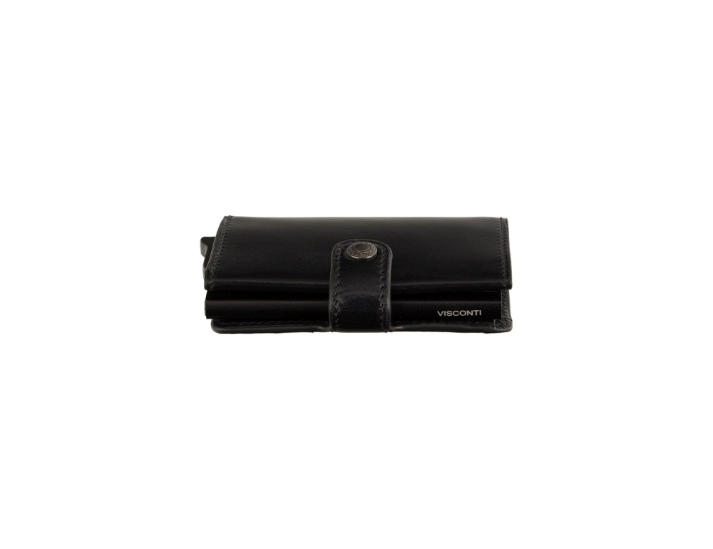 Чёрный кожаный кошелёк картхолдер Visconti ENZ80 BLK Speziale (Black Shadow) - Фото № 5