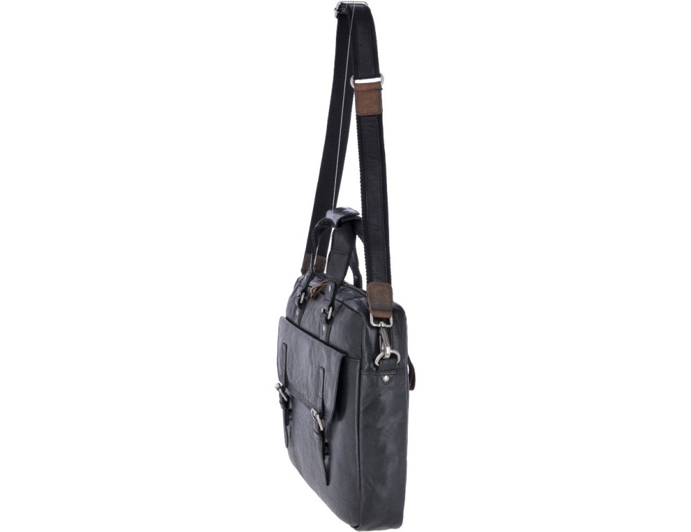 Шкіряна сумка-портфель чоловіча Ashwood Leather F83 Black - Фотографія № 2
