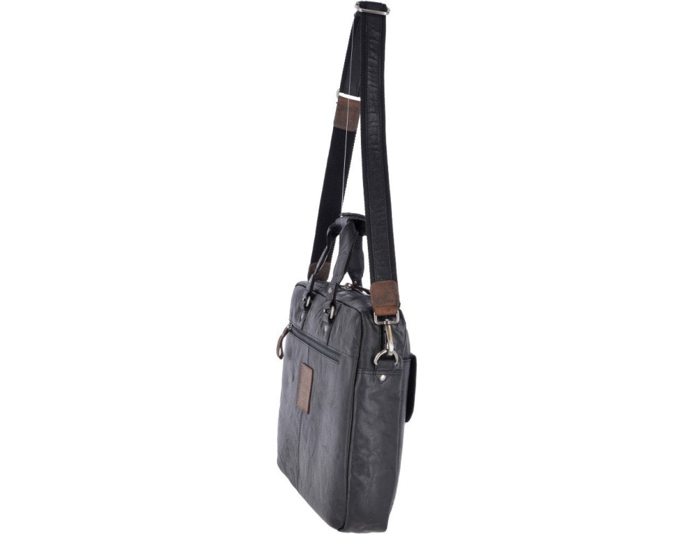 Шкіряна сумка-портфель чоловіча Ashwood Leather F83 Black - Фотографія № 4