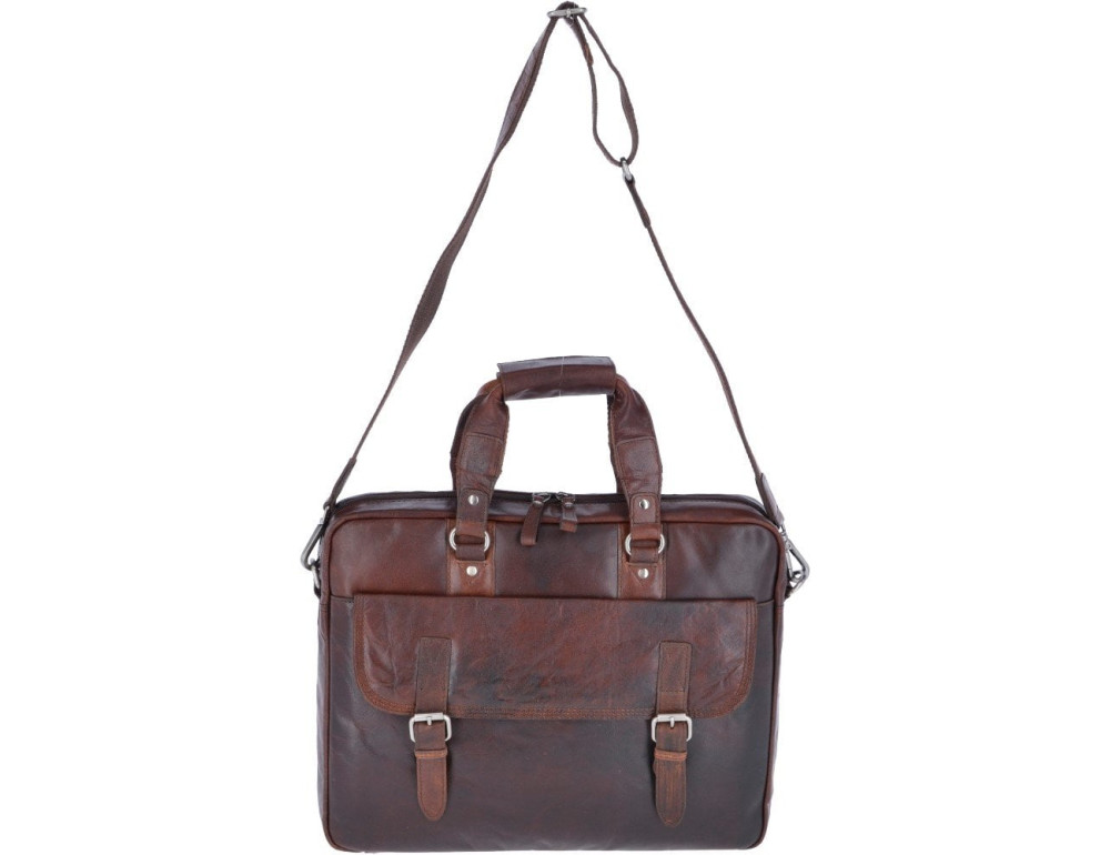 Мужской кожаный портфель коричневого цвета Ashwood Leather F83 Brandy - Фото № 1