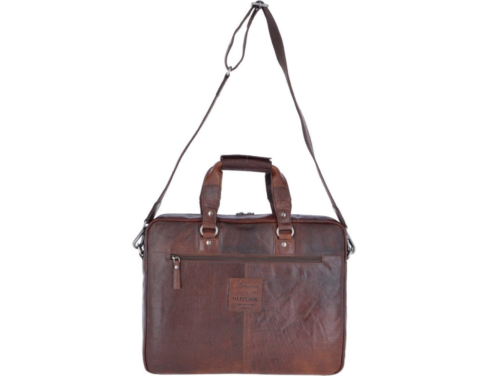 Мужской кожаный портфель коричневого цвета Ashwood Leather F83 Brandy - Фото № 3