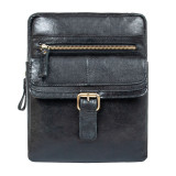 Чёрная мужская кожаная сумка через плечо Ashwood G33 Black
