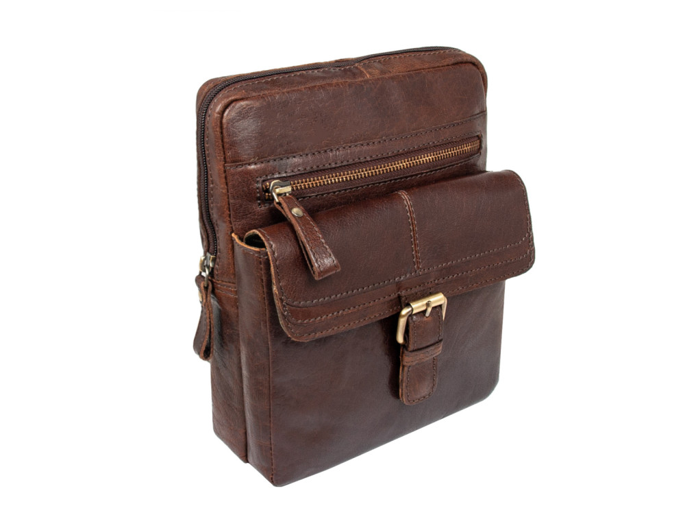Темно-коричнева шкіряна сумка через плече Ashwood G33 BRANDY - Фотографія № 2