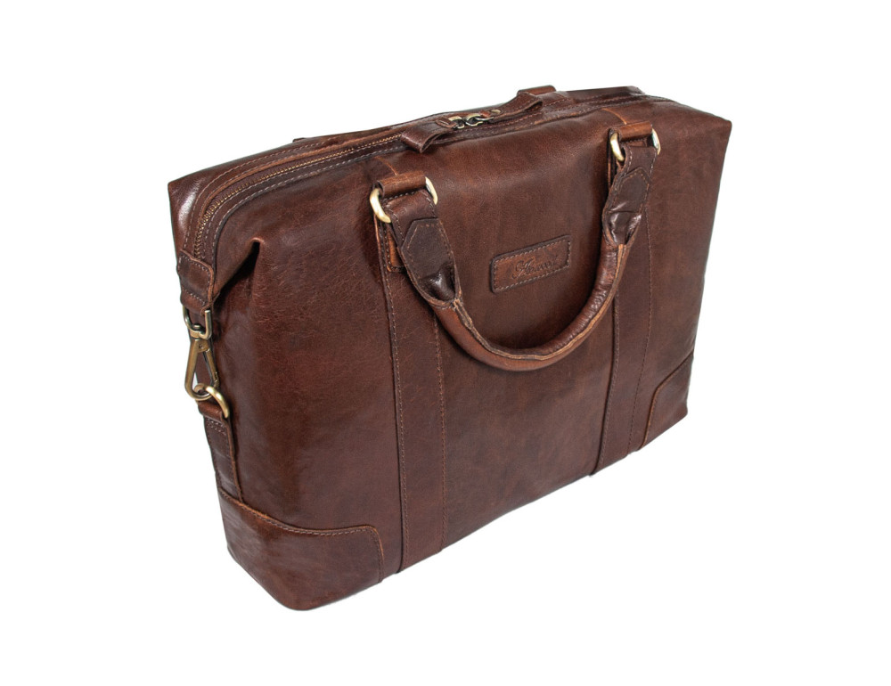 Коричнева шкіряна сумка для ноутбука 15,4" Ashwood G34 BRANDY - Фотографія № 2