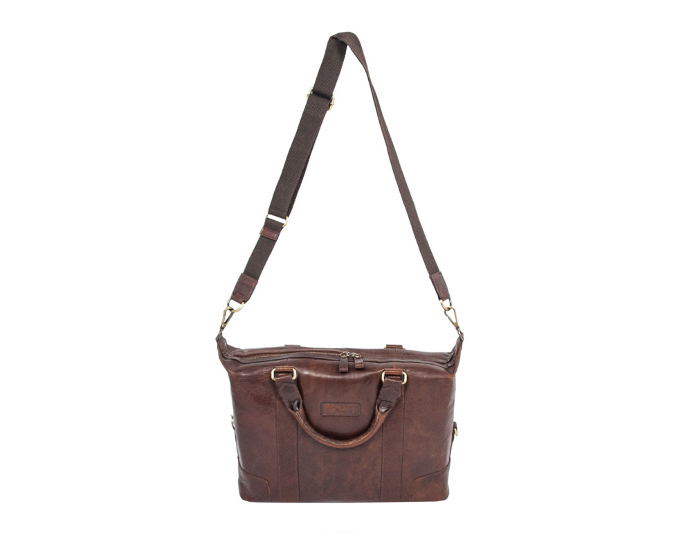 Коричнева шкіряна сумка для ноутбука 15,4" Ashwood G34 BRANDY - Фотографія № 11