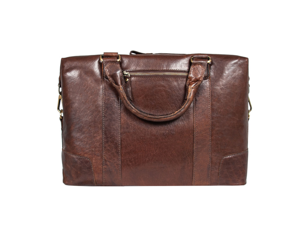 Коричнева шкіряна сумка для ноутбука 15,4" Ashwood G34 BRANDY - Фотографія № 4