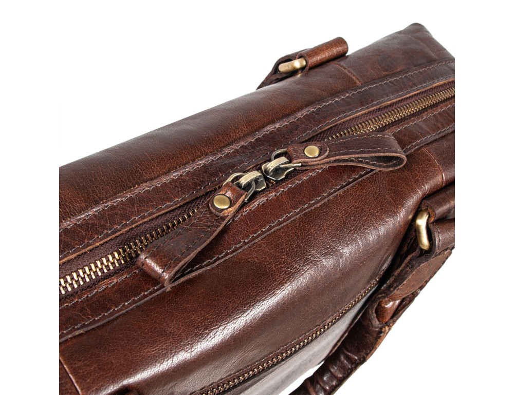 Коричнева шкіряна сумка для ноутбука 15,4" Ashwood G34 BRANDY - Фотографія № 6