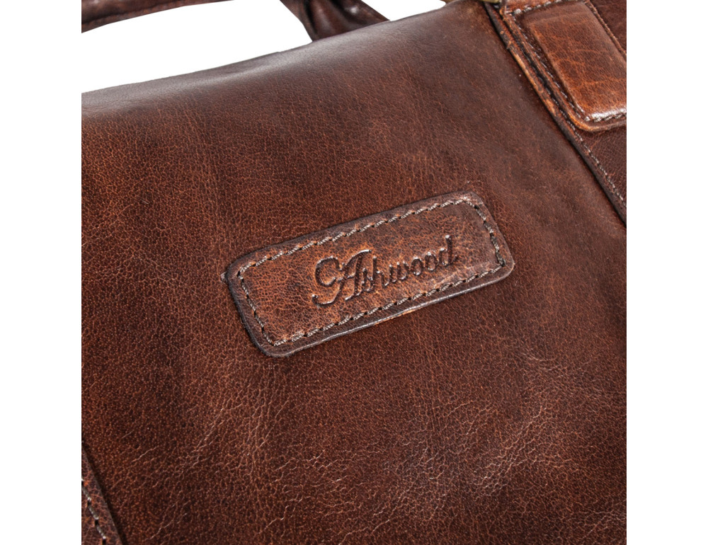 Коричнева шкіряна сумка для ноутбука 15,4" Ashwood G34 BRANDY - Фотографія № 7
