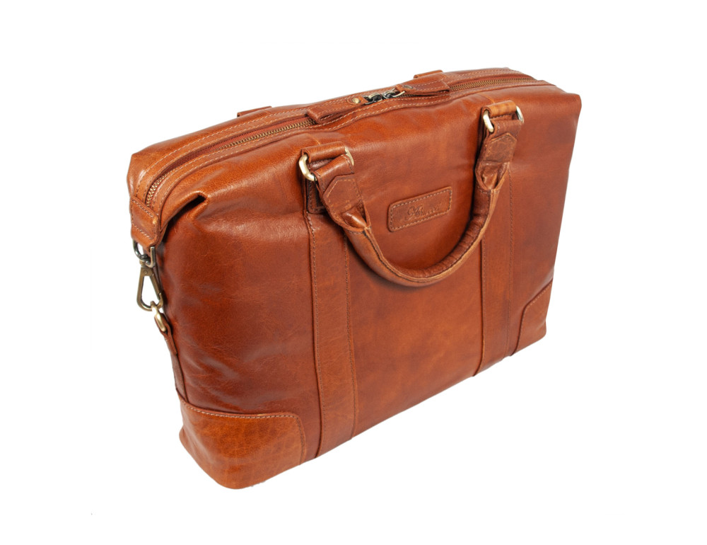 Руда шкіряна сумка під документи та ноутбук 15,4" Ashwood G34 HONEY - Фотографія № 2