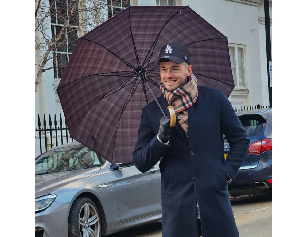Парасолька чоловіча Fulton Dalston-2 G857 Charcoal Check (Клетка) - Фотографія № 2