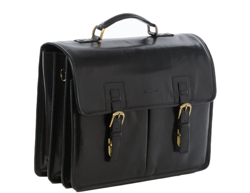 Чоловічий шкіряний портфель Ashwood Gareth Briefcase Black - Фотографія № 2