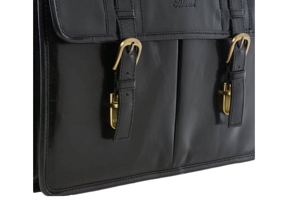 Чоловічий шкіряний портфель Ashwood Gareth Briefcase Black - Фотографія № 5
