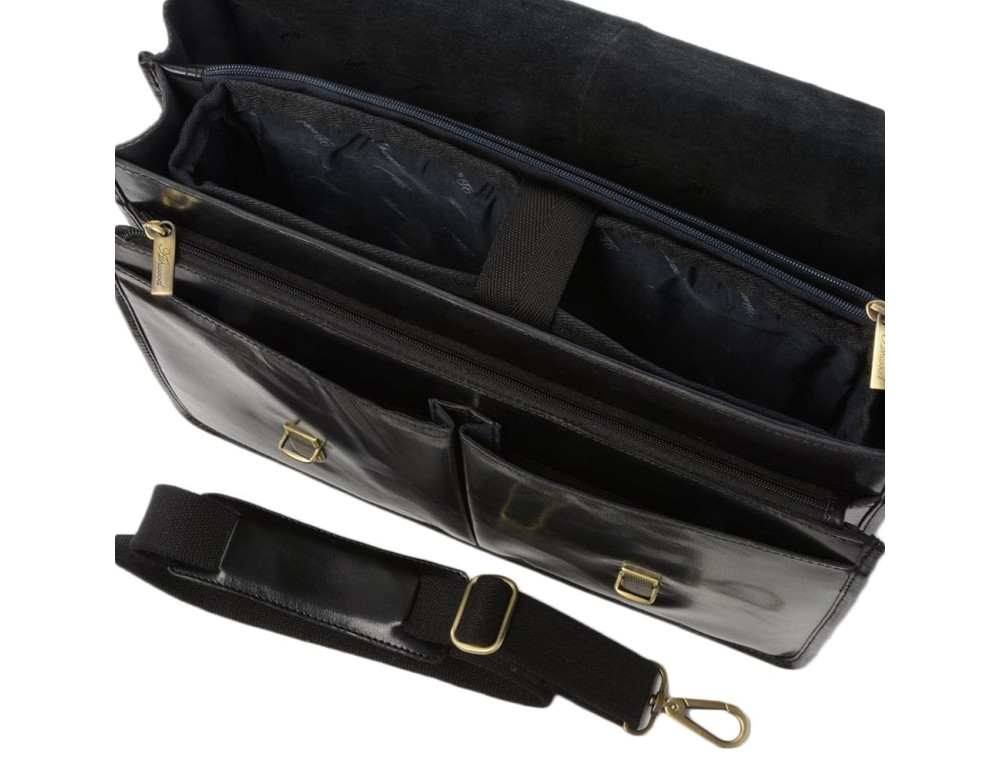 Чоловічий шкіряний портфель Ashwood Gareth Briefcase Black - Фотографія № 6