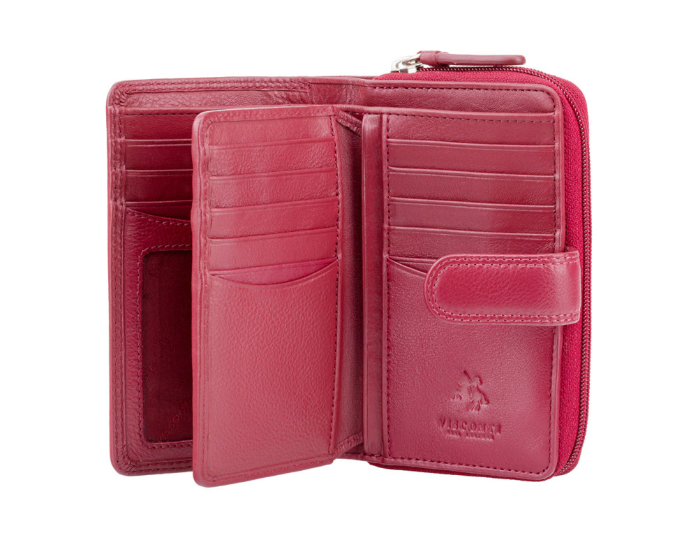 Червоний шкіряний жіночий Visconti HT33 RED Madame c RFID - Фотографія № 2