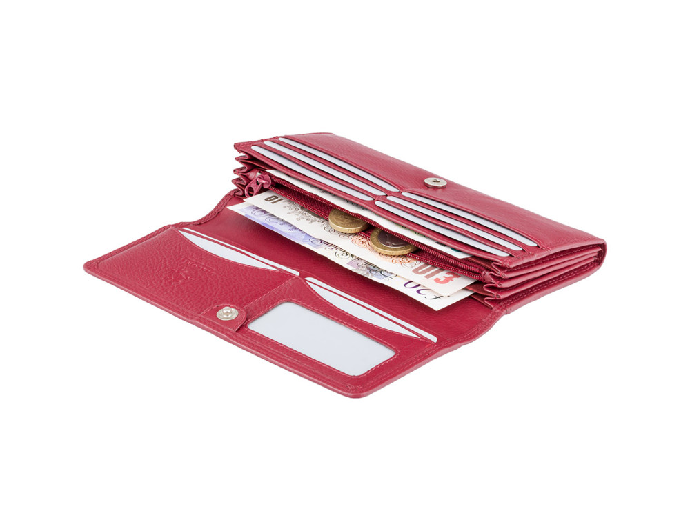 Червоний жіночий гаманець великого розміру Visconti HT35 RED Buckingham c RFID (Red) - Фотографія № 4
