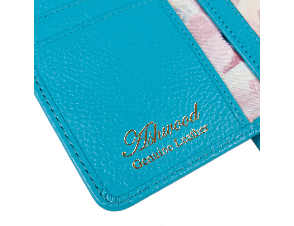 Шкіряний гаманець жіночий блакитного кольору Ashwood J54 BLUE ATOLL - Фотографія № 8