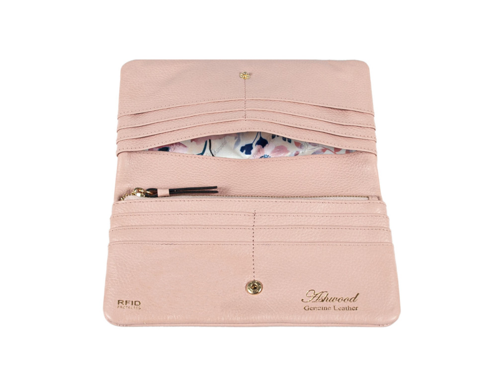 Персиковий жіночий гаманець із фактуної шкіри Ashwood J56 PEACH WHIP - Фотографія № 4