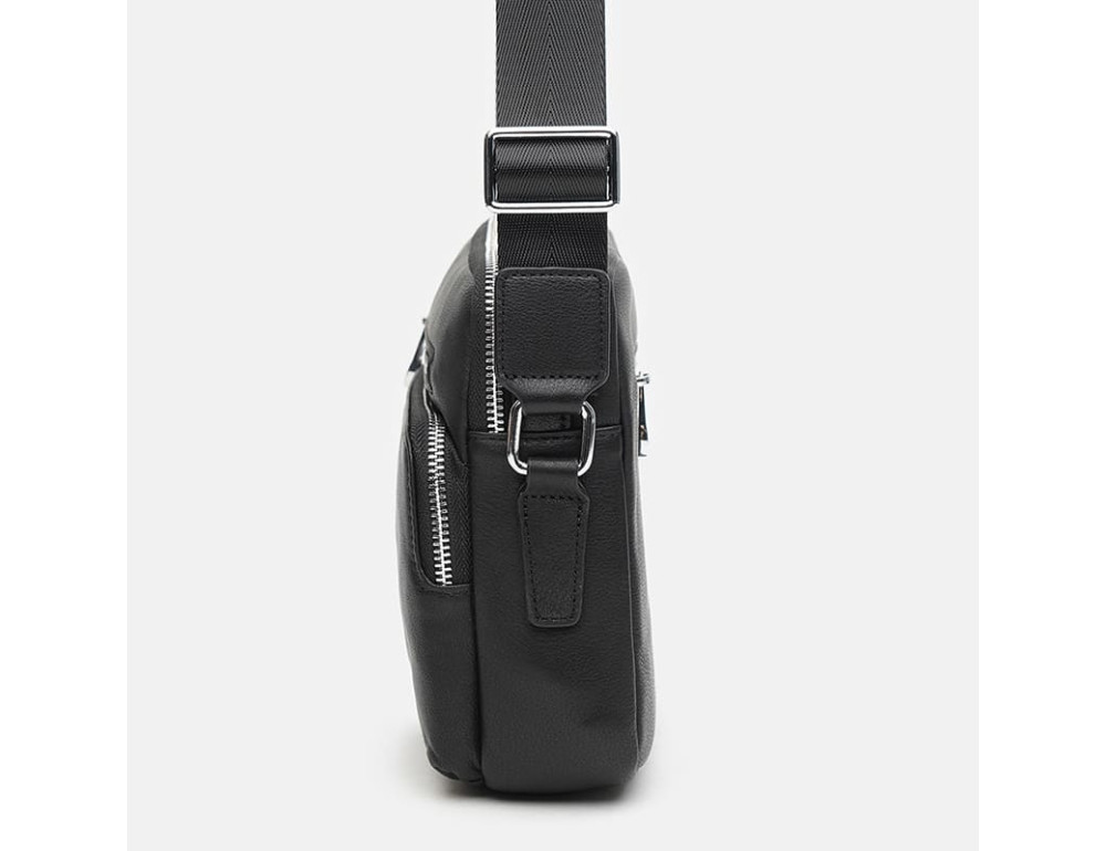 Чоловіча горизонтальна сумка через плече з ручкою Ricco Grande K12001‑2BL Black - Фотографія № 4