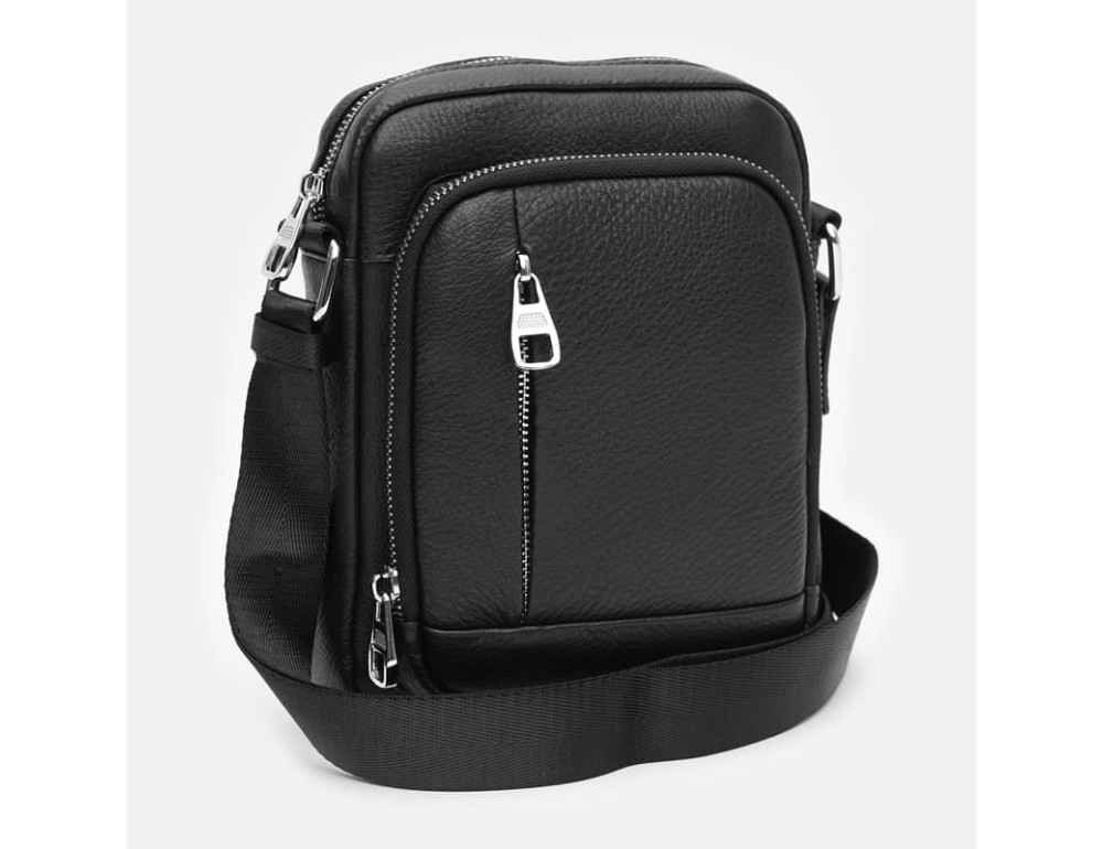 Чоловіча шкіряна сумка через плече Ricco Grande K13021‑1BL Black - Фотографія № 2
