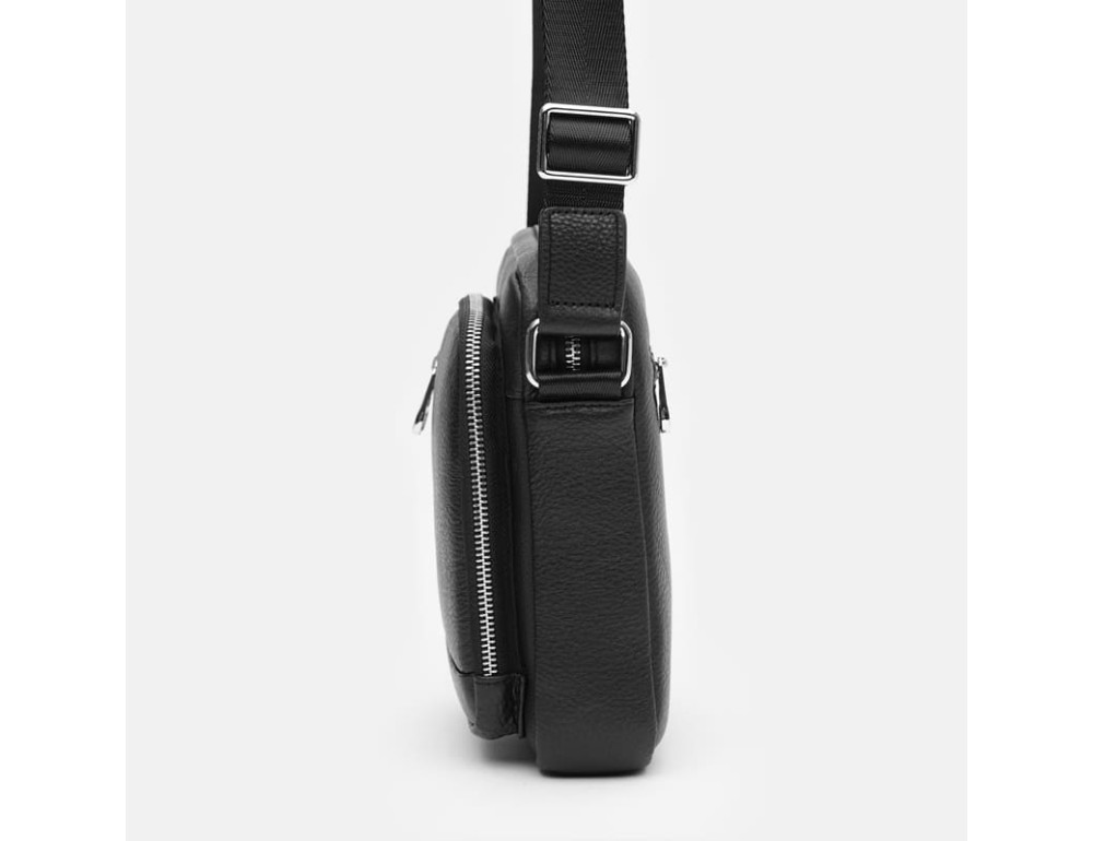 Чоловіча шкіряна сумка через плече Ricco Grande K13021‑1BL Black - Фотографія № 4