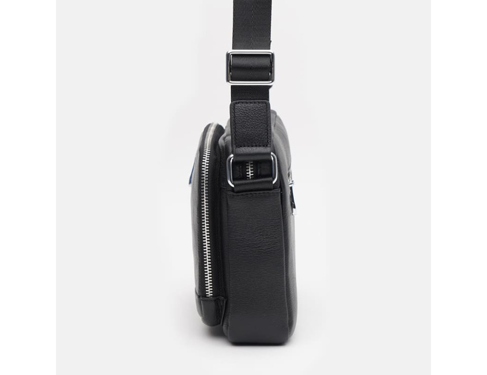 Горизонтальный мужской мессенджер из натуральной кожи Ricco Grande K13021a-black - Фото № 4