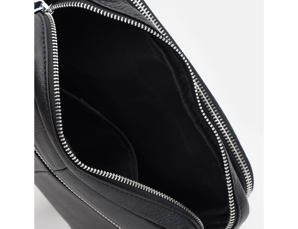 Горизонтальный мужской мессенджер из натуральной кожи Ricco Grande K13021a-black - Фото № 5