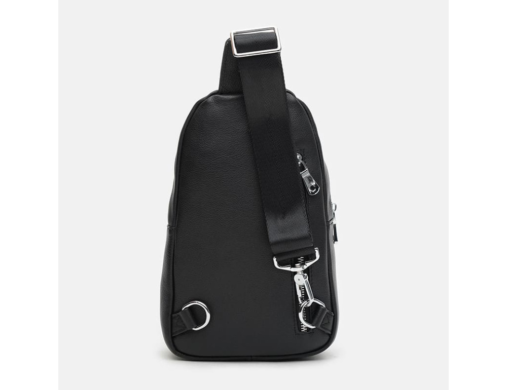 Чоловічий шкіряний рюкзак‑слінг Ricco Grande K16003 Black - Фотографія № 3