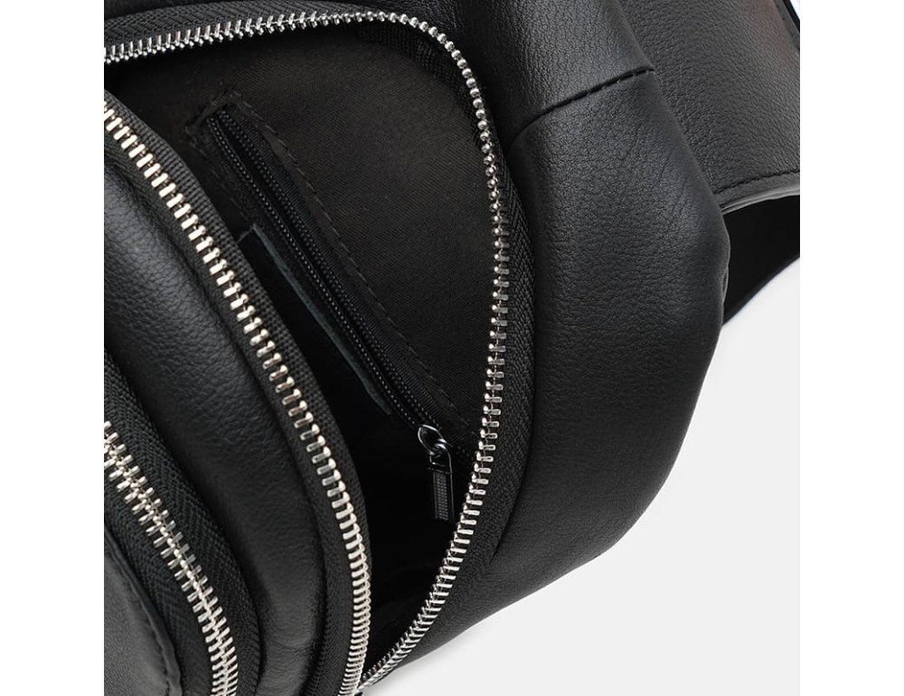 Чоловічий шкіряний рюкзак‑слінг Ricco Grande K16003 Black - Фотографія № 5