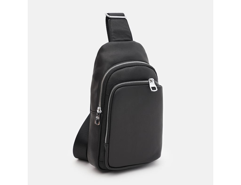 Чоловічий шкіряний рюкзак через плече Ricco Grande K16040a-black - Фотографія № 2