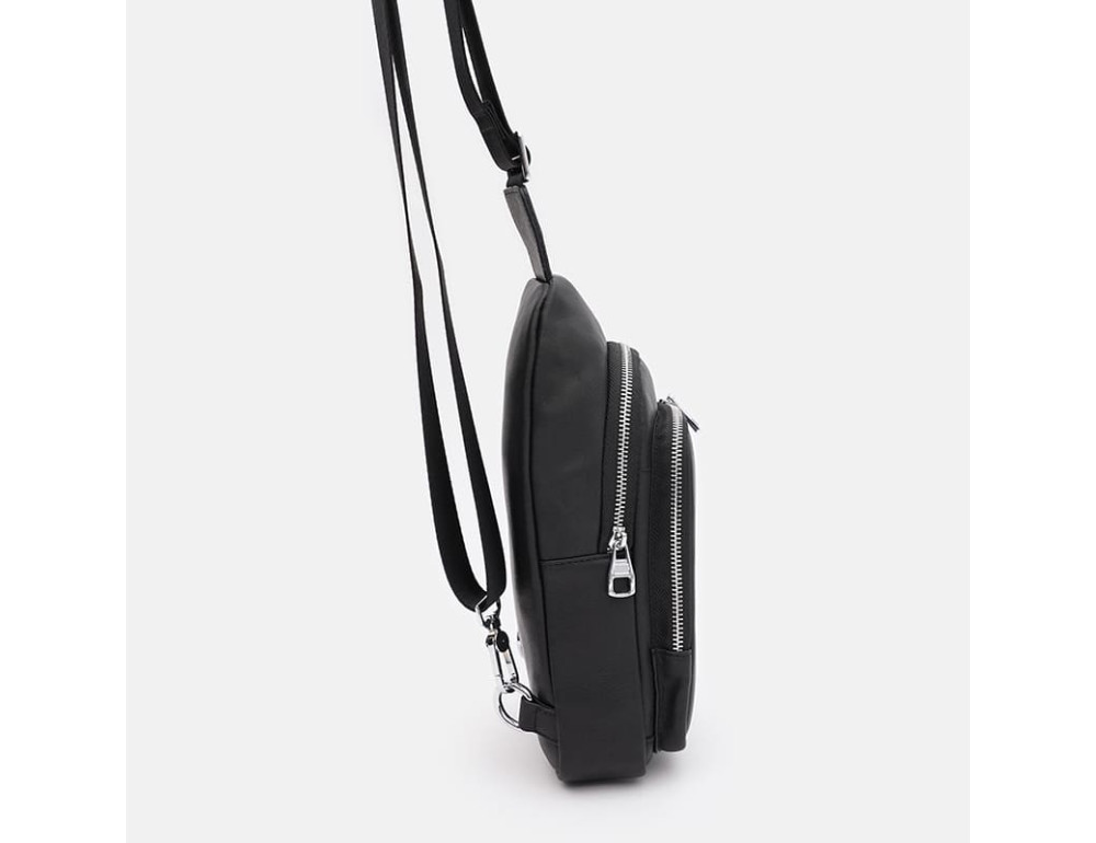 Чоловічий шкіряний рюкзак через плече Ricco Grande K16040a-black - Фотографія № 4