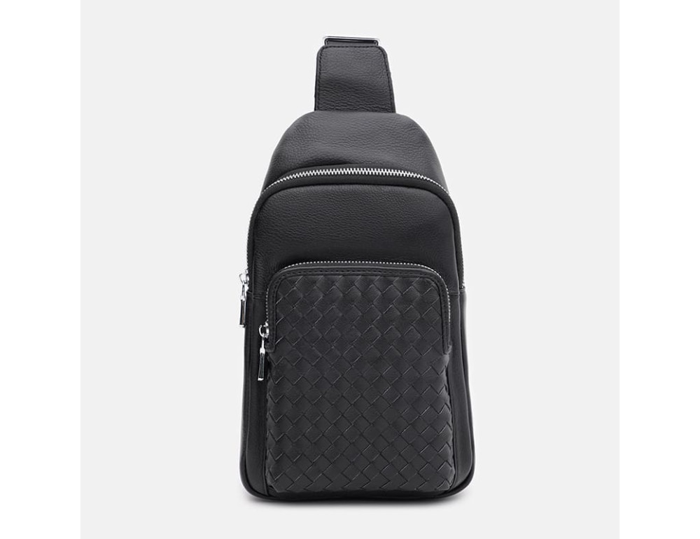 Чоловіча шкіряна слінг-сумка Ricco Grande K16085bl-black - Фотографія № 2