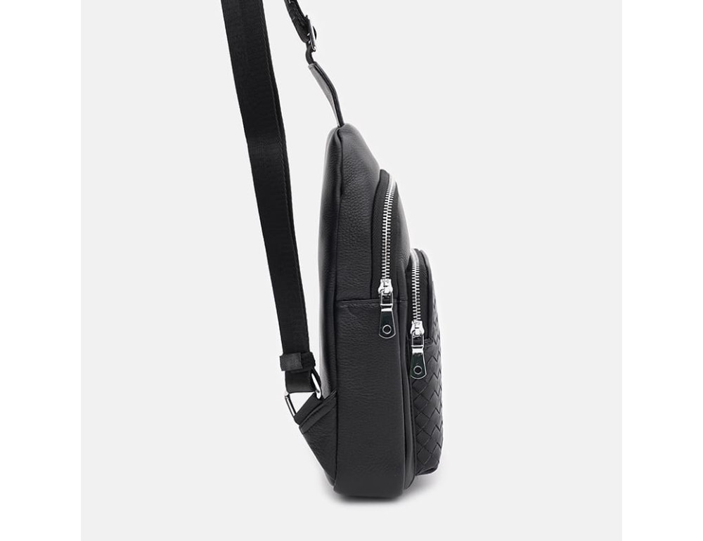 Чоловіча шкіряна слінг-сумка Ricco Grande K16085bl-black - Фотографія № 4