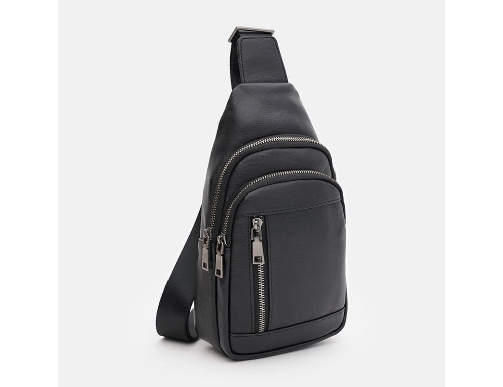 Чоловічий шкіряний рюкзак через плече Ricco Grande K16183a-black (чорний) - Фотографія № 2