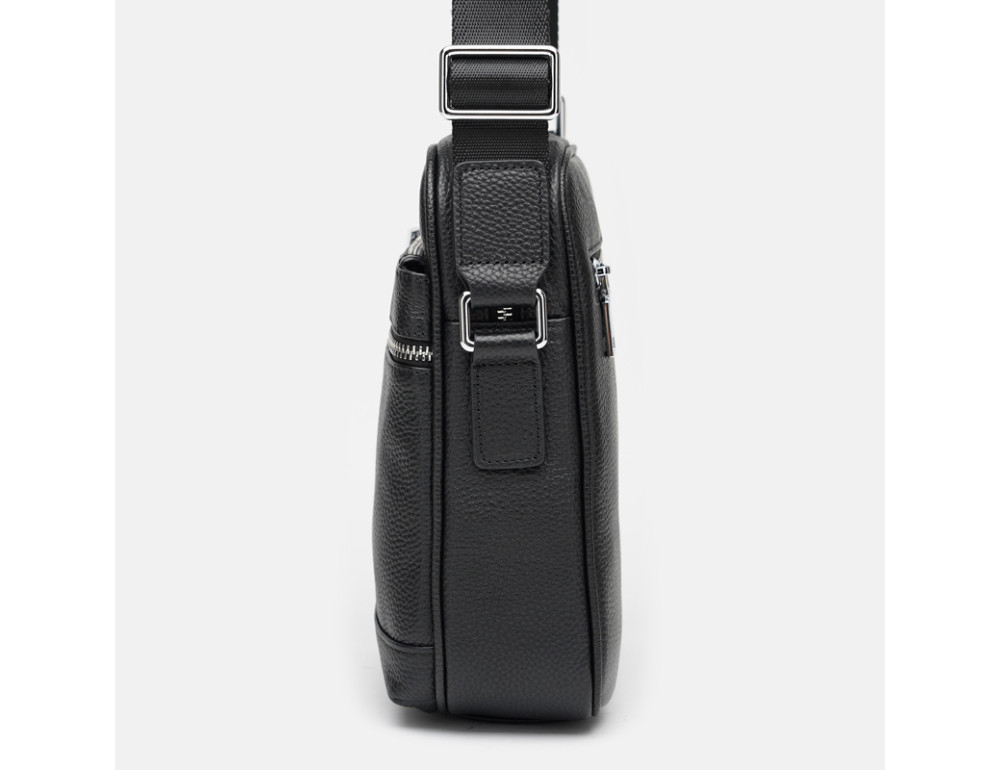 Чоловіча шкіряна сумка через плече Ricco Grande K16399 чорна - Фотографія № 4