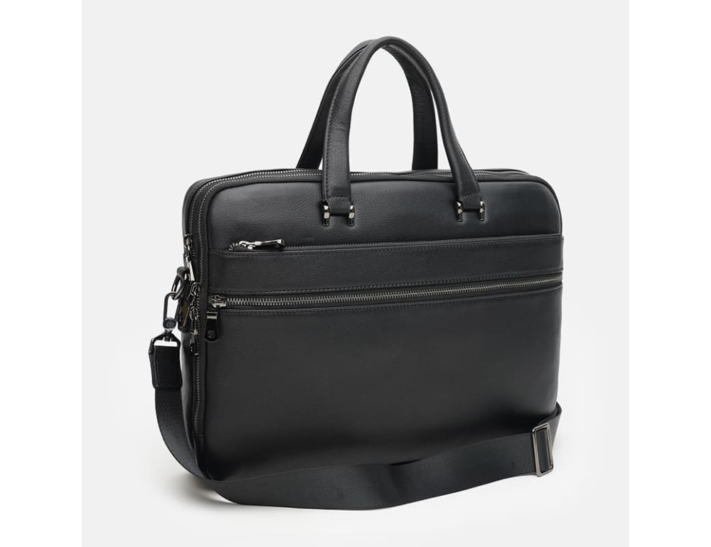 Мужская кожаная сумка для ноутбука Ricco Grande K17522-3-black - Фото № 3