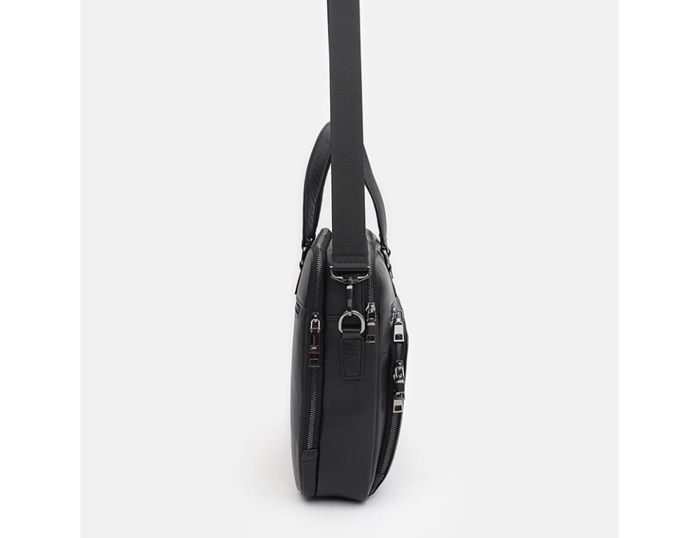 Чоловіча шкіряна сумка формату А4 Ricco Grande K17564-3bl-black - Фотографія № 4