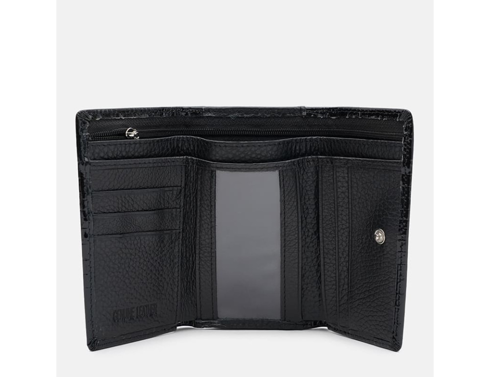 Жіночий шкіряний гаманець Ricco Grande K1AE214BL-Black (чорний, з тисненням під крокодила) - Фотографія № 3