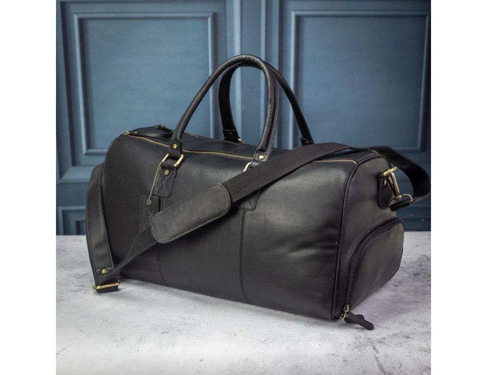 Чоловіча шкіряна дорожня сумка Ashwood K48 BLK - Фотографія № 5