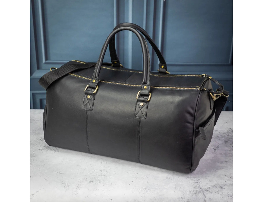 Чоловіча шкіряна дорожня сумка Ashwood K48 BLK - Фотографія № 6
