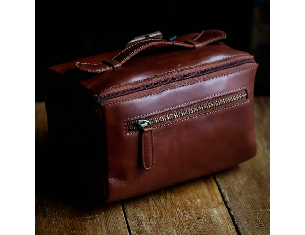 Шкіряна косметичка-несесер Ashwood K49 Chestnut - Фотографія № 7