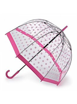 Парасолька-тростина жіноча Fulton Birdcage-2 L042 Pink Polka (Розовый горох)