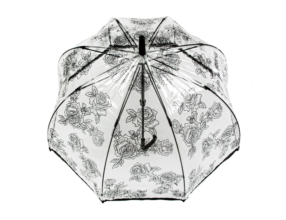 Парасолька-тростина жіноча з трояндами Fulton Birdcage-2 L042 Black Rose (Чорна троянда) - Фотографія № 2