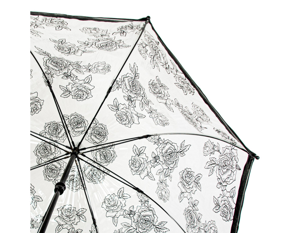 Парасолька-тростина жіноча з трояндами Fulton Birdcage-2 L042 Black Rose (Чорна троянда) - Фотографія № 6