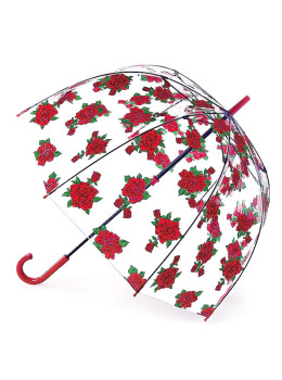 Парасолька жіноча з червоними трояндами Fulton L042 Birdcage-2 Tattoo Rose (Тату из роз)