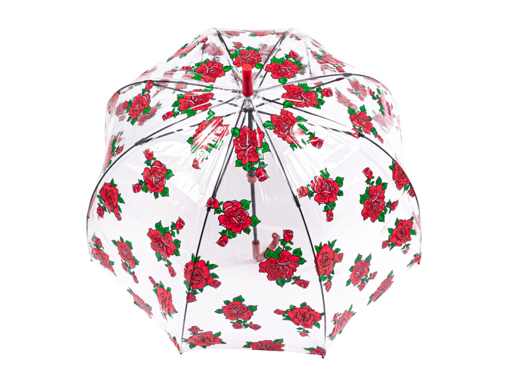 Парасолька жіноча з червоними трояндами Fulton L042 Birdcage-2 Tattoo Rose (Тату из роз) - Фотографія № 2