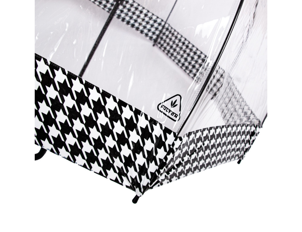Зонт-трость женский прозрачный Fulton L042 Birdcage-2 Houndstooth Borde (Гусиная лапка) - Фото № 10