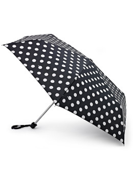 Парасолька жіноча Fulton Miniflat-2 L340 White Spot (Белый горох)