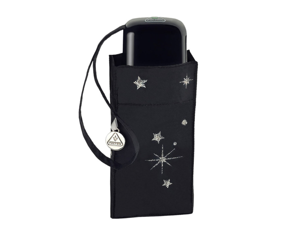 Парасолька жіноча Fulton L501-041086 Tiny-2 Glitter Stars Black (Блиск зірок) - Фотографія № 7